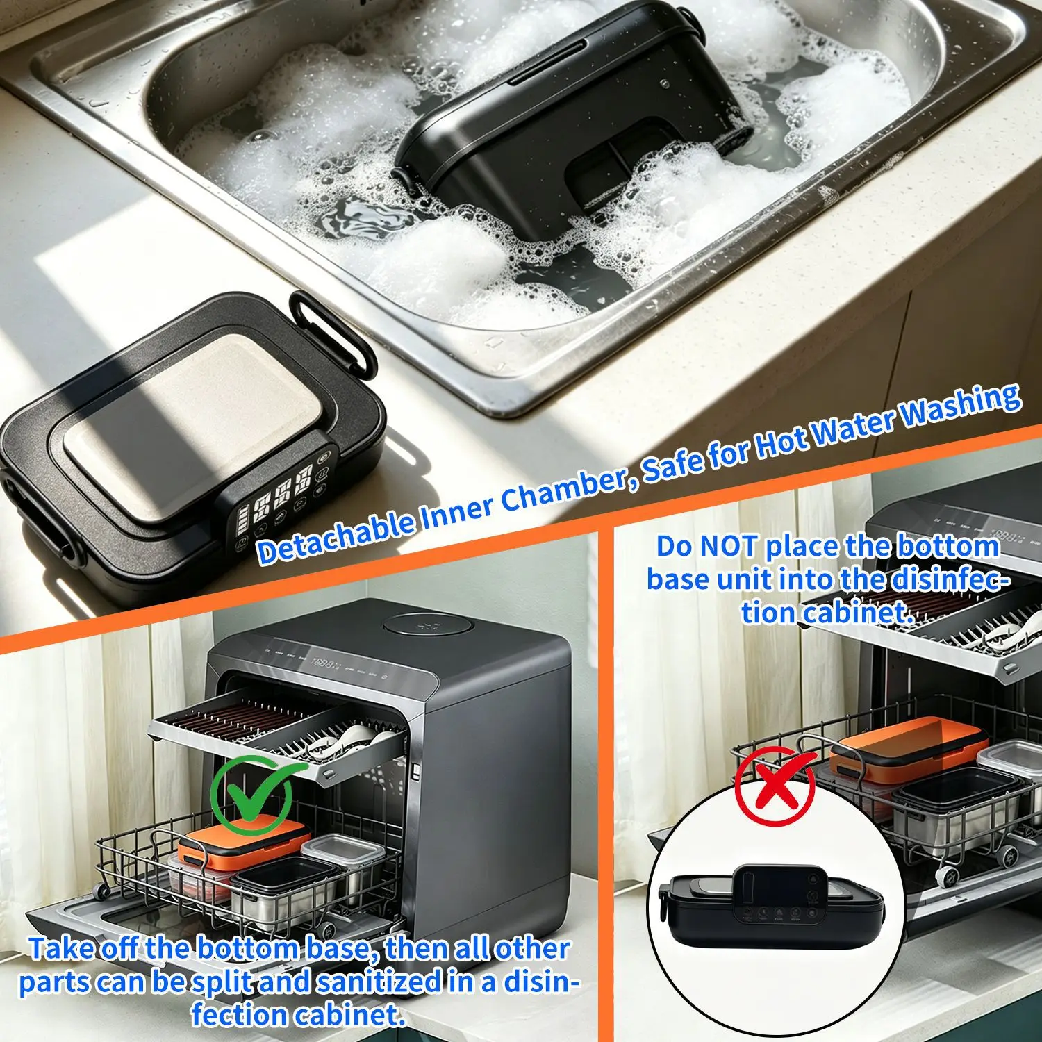 Best-selling Wireless Heated Lunch Box 304 Stainless Steel No Water Required Five-sided Heating Long-lasting Insulation